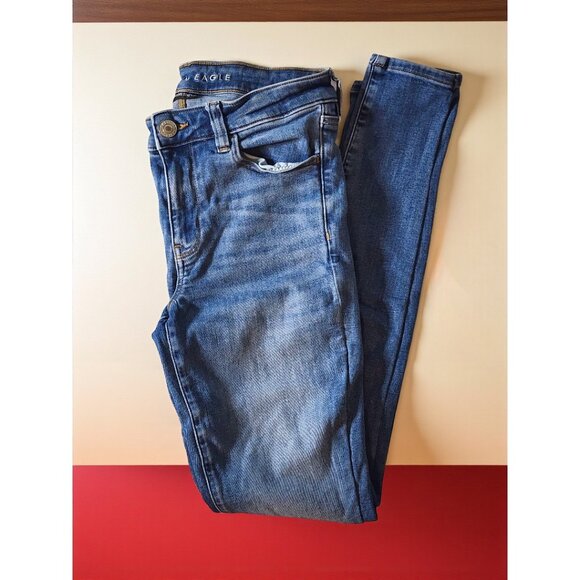 American Eagle Skinny Jeans 6L – Super Soft Stretch Blue Denim Mid Rise Long - Picture 9 of 11